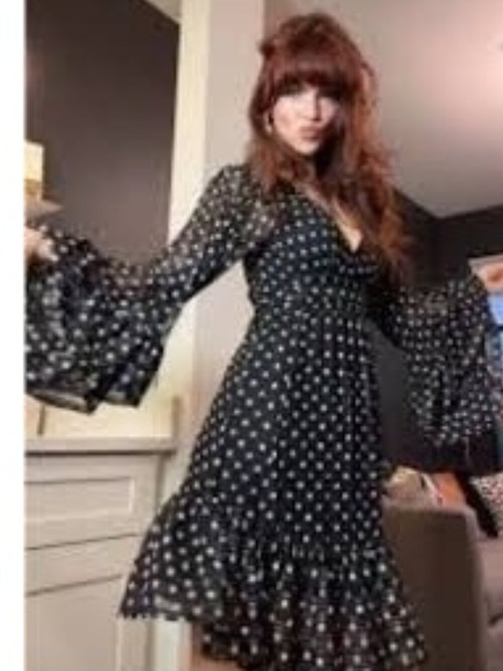 BETSEY JOHNSON sz 4 Mesh Tulle Polka Dot Drappy Dress